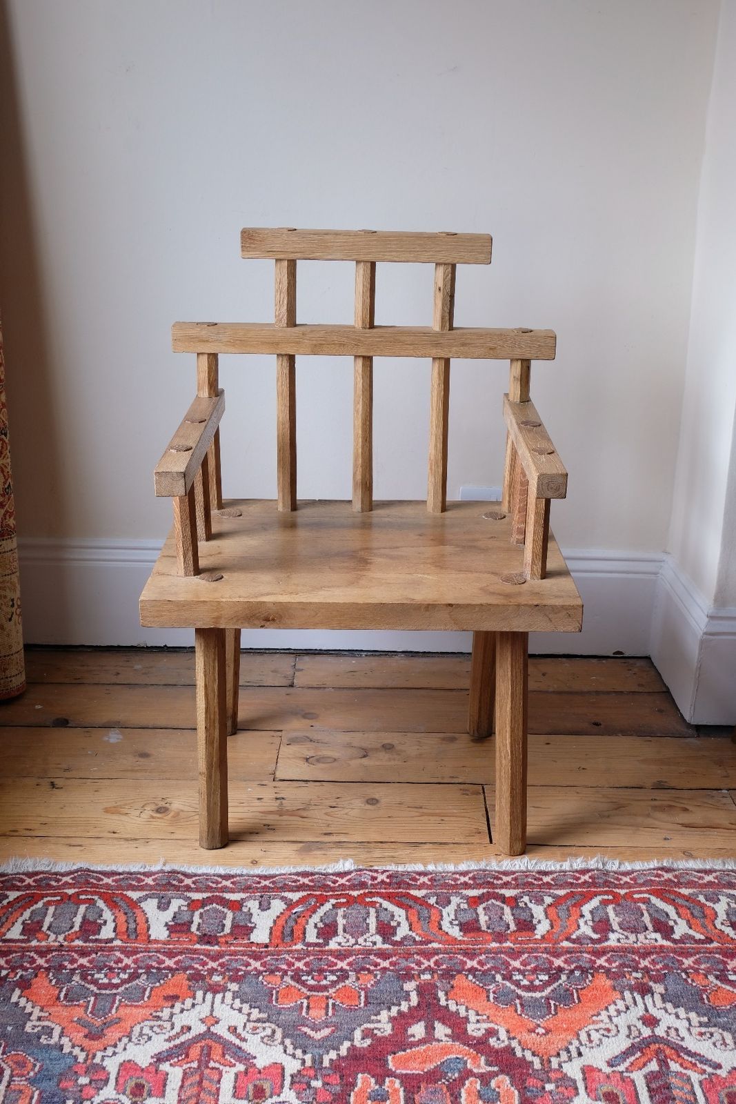 photo vinterior Primitive Handmade Wooden Armchair In Rustic Timber Finish
