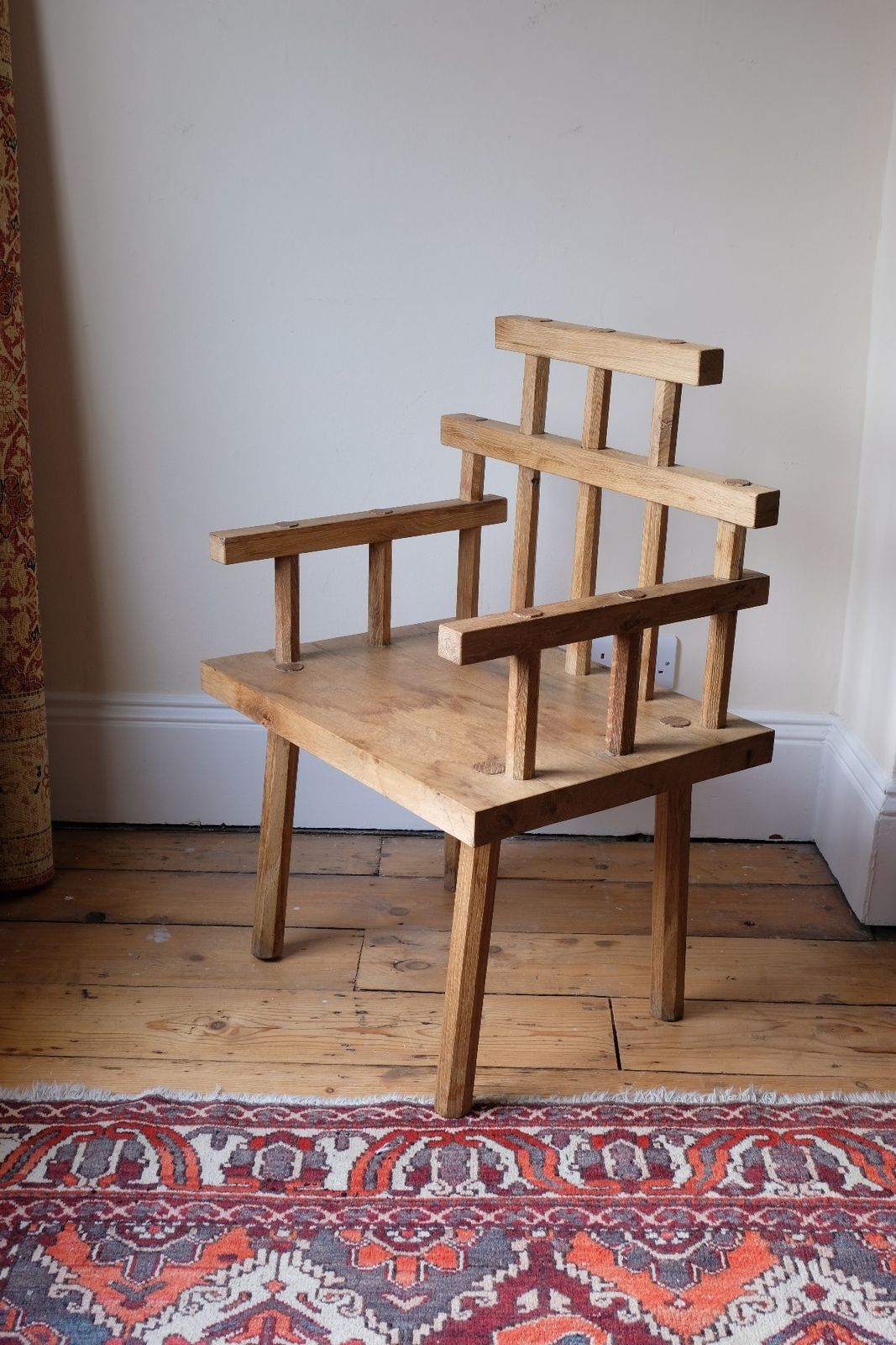 photo buy Primitive Handmade Wooden Armchair In Rustic Timber Finish
