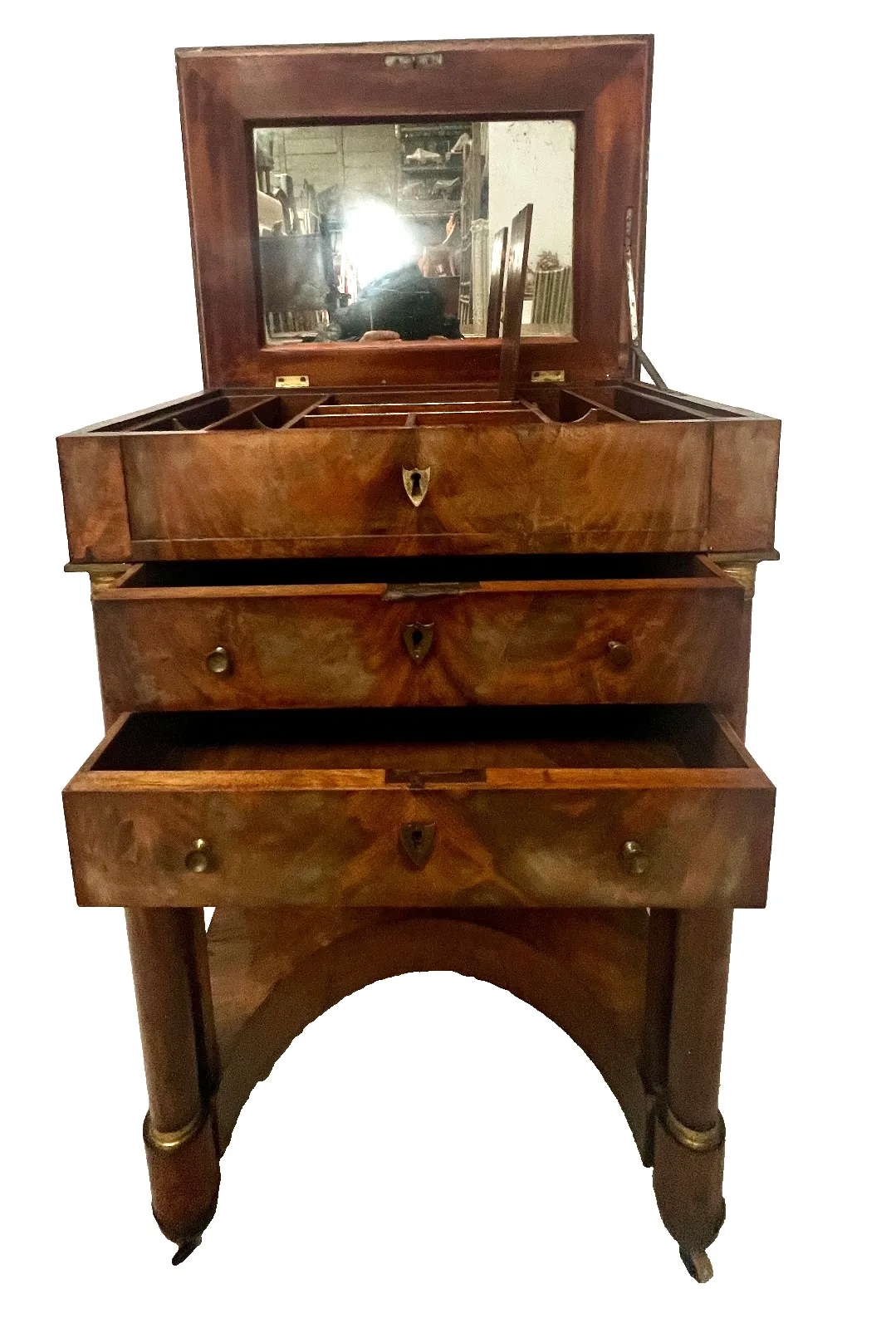 Empire Vintage Mahogany & Veneer Lady Dressing Table 19th Century photo Furniture