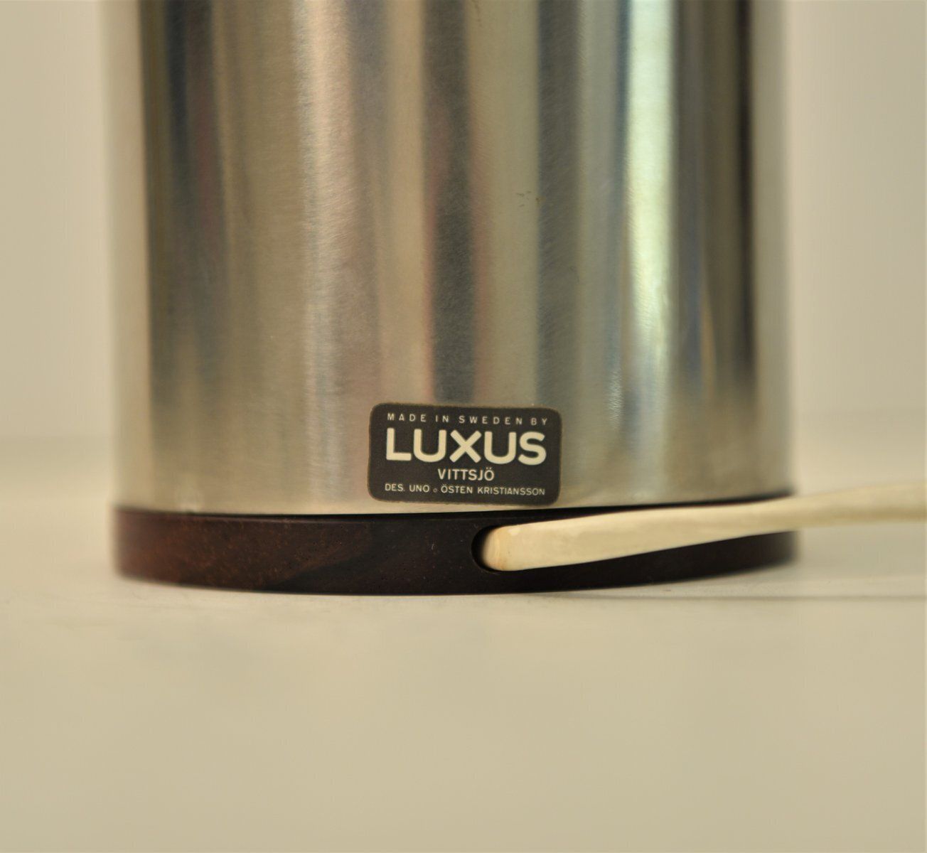 Swedish Table Lamp In Teak And Brushed Steel By Uno & östen Kristiansson For Luxus, 1960s photo Lighting