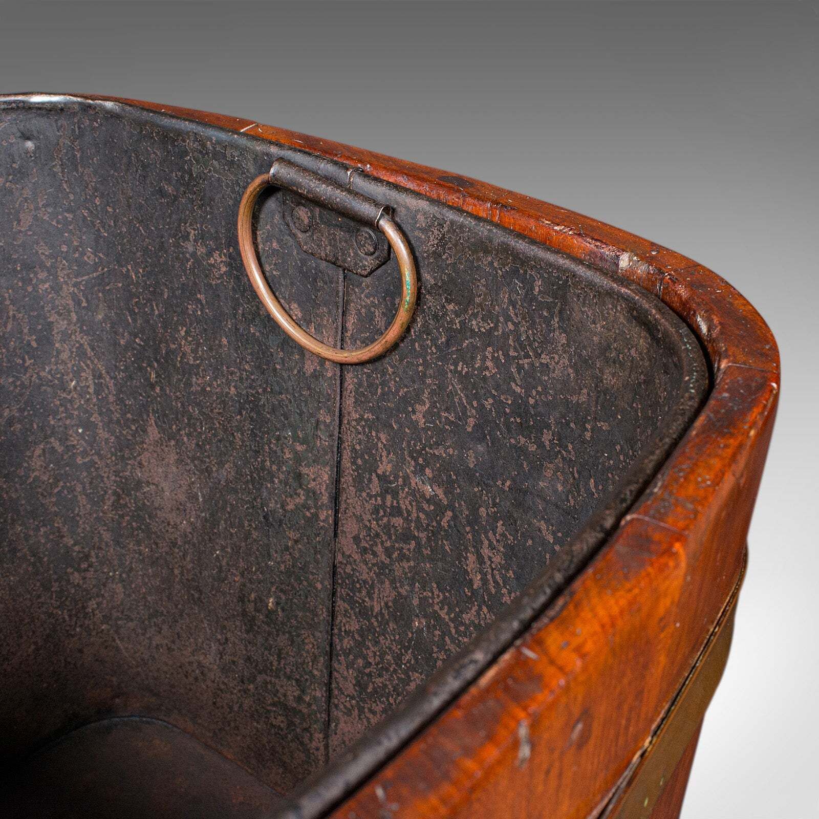 photo furniture Antique Fireside Store, English, Hearthside Coal Bin, Log Basket, Late Victorian