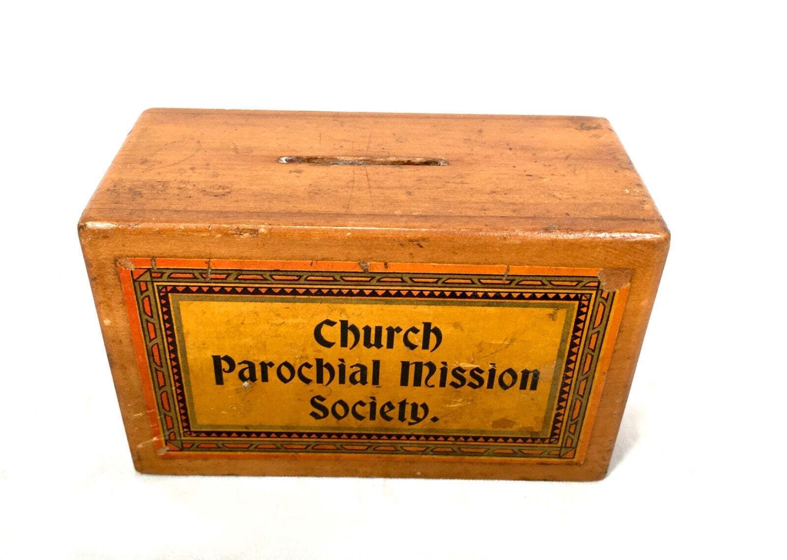 Antique Wooden Church Parochial Mission Box Collection / Offering Box C.1900. photo furniture