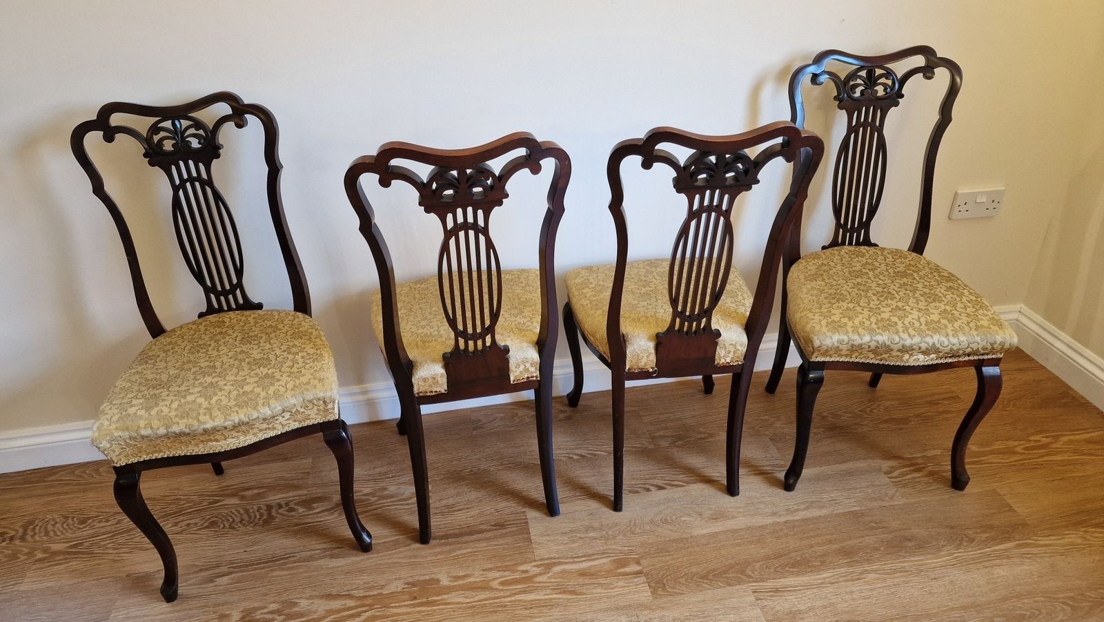 Elegant Set Of Four Edwardian Mahogany Rococo Style Dining Chairs photo Furniture