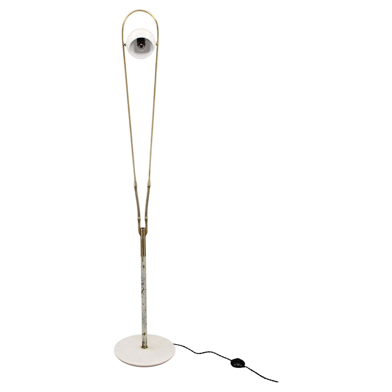 Rare Angelo Lelii Adjustable Italian Marble And Brass Floor Lamp, 1952