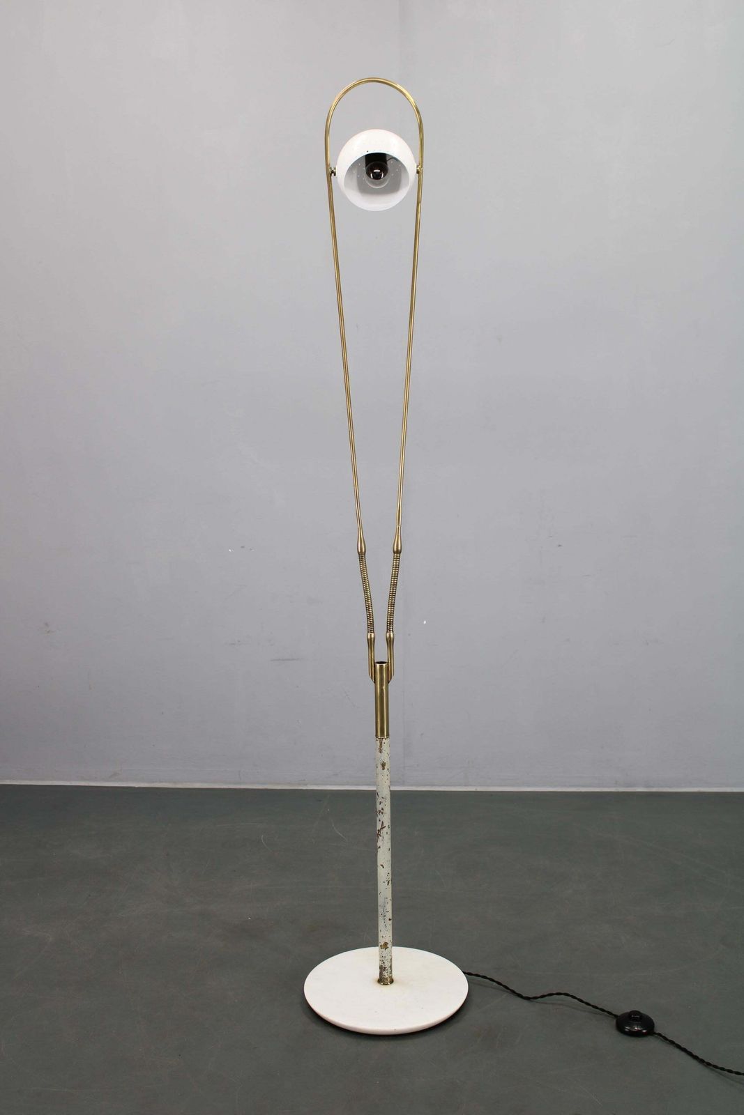 Rare Angelo Lelii Adjustable Italian Marble And Brass Floor Lamp, 1952 photo for sale