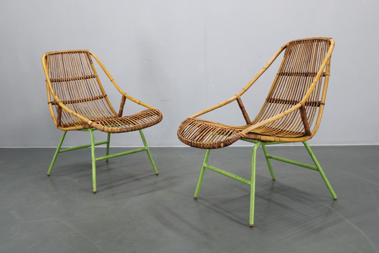 Meubels Zeldzaam Paar Alan Fuchs Voor Uluv Rotan Loungestoelen, Tsjecho Slowakije, Jaren 1960 photo