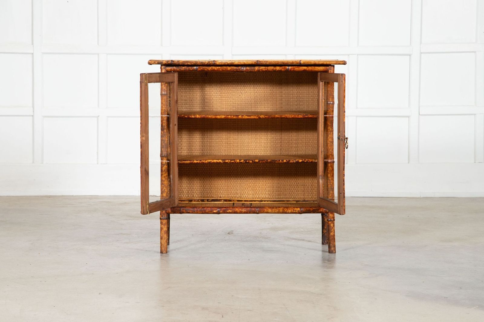 English 19thc Bamboo & Rattan Glazed Cabinet photo furniture