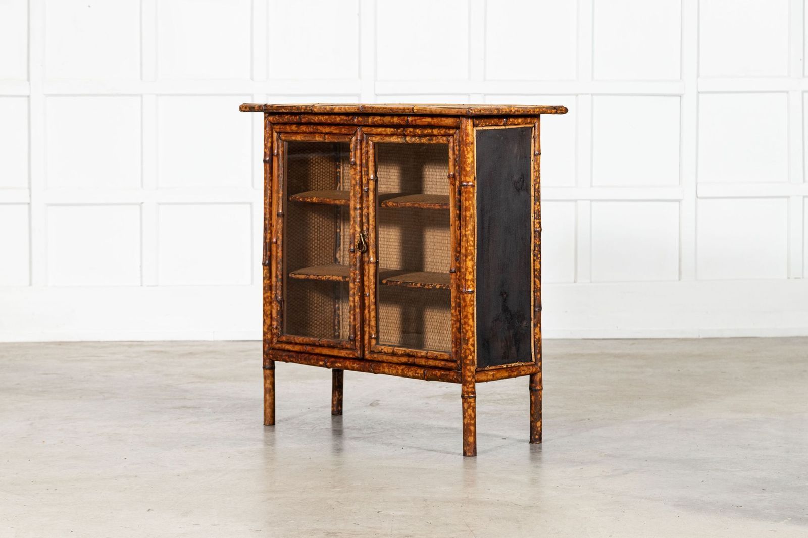 English 19thc Bamboo & Rattan Glazed Cabinet photo 2818.0