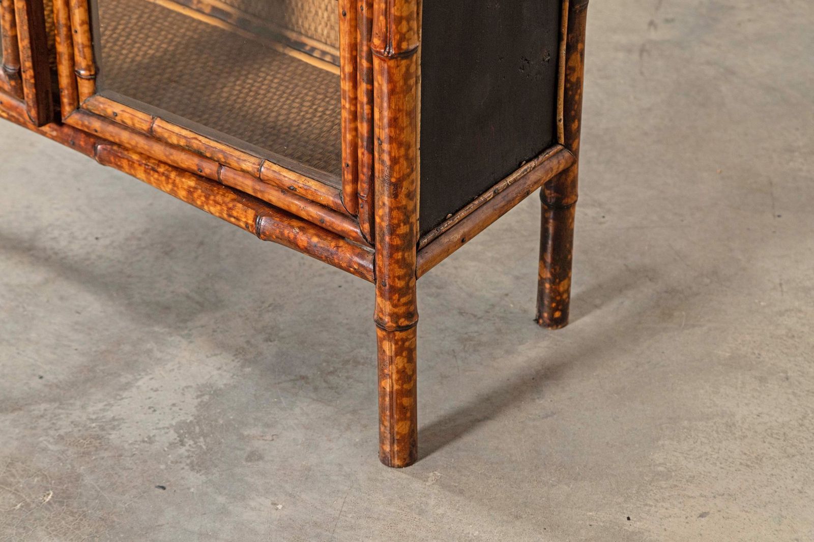 photo furniture English 19thc Bamboo & Rattan Glazed Cabinet