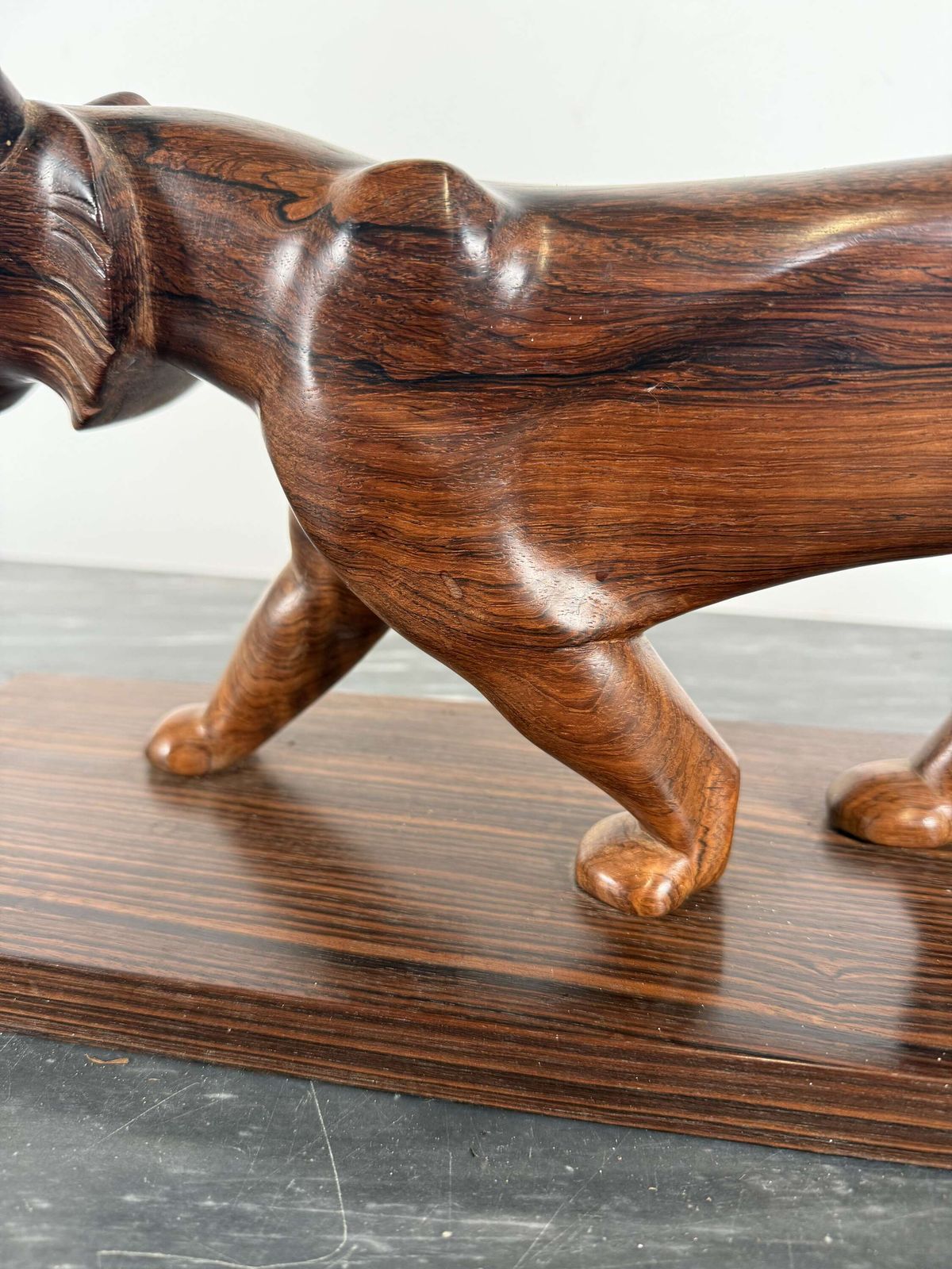 Art Deco Carved Wood Sculpture Of A Panther photo 345.0