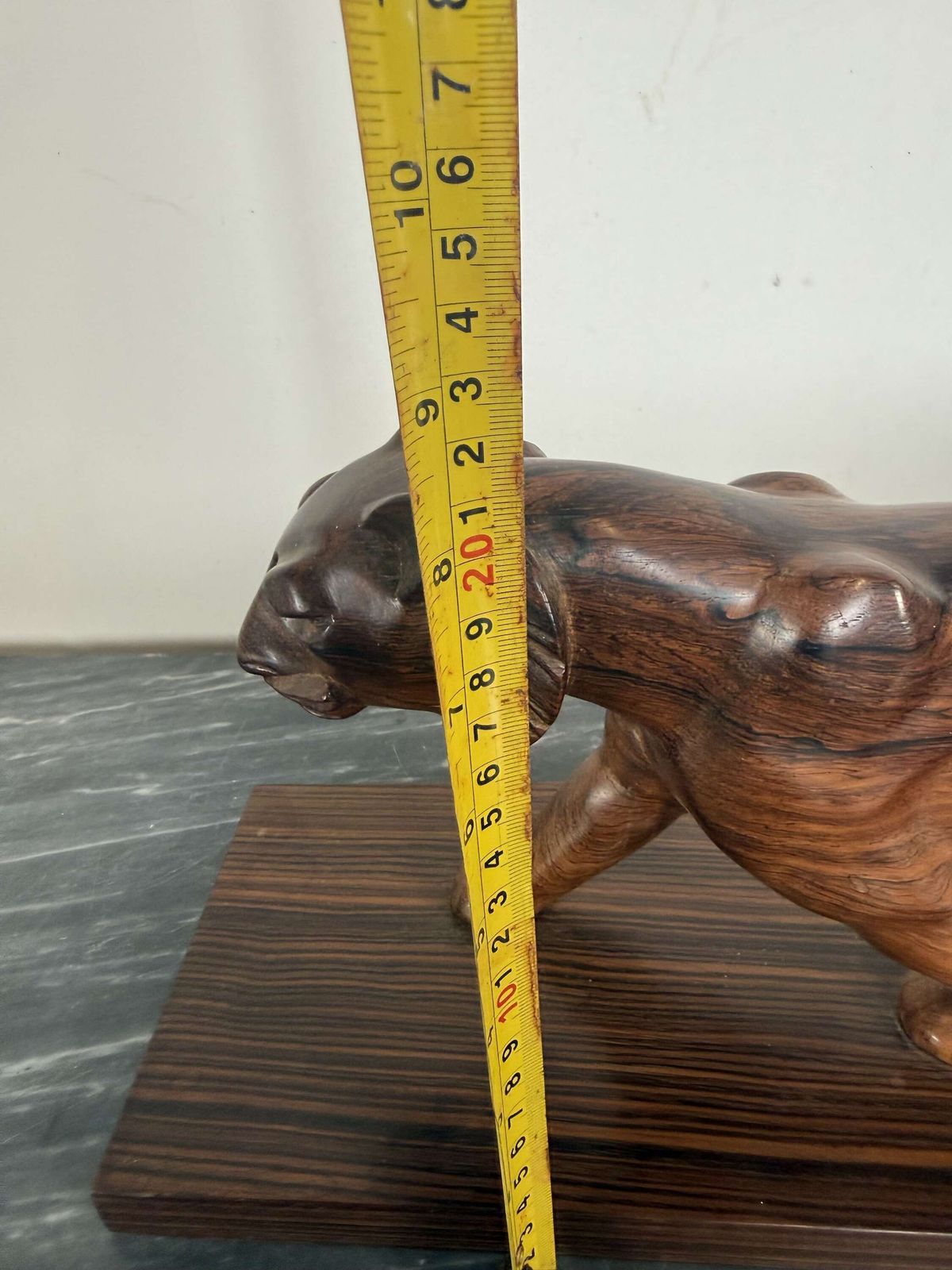 photo vinterior Art Deco Carved Wood Sculpture Of A Panther