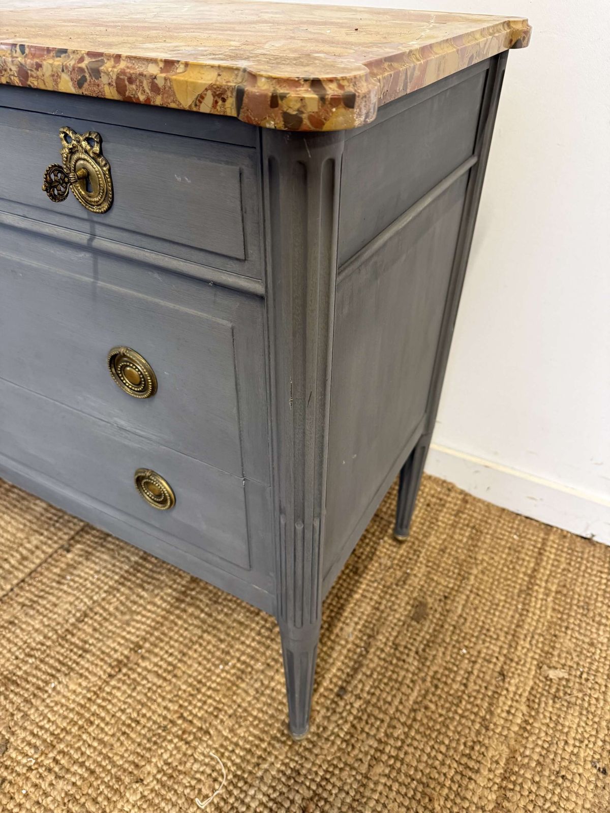 Louis XVI Style Painted Commode , Pale Grey photo vintage