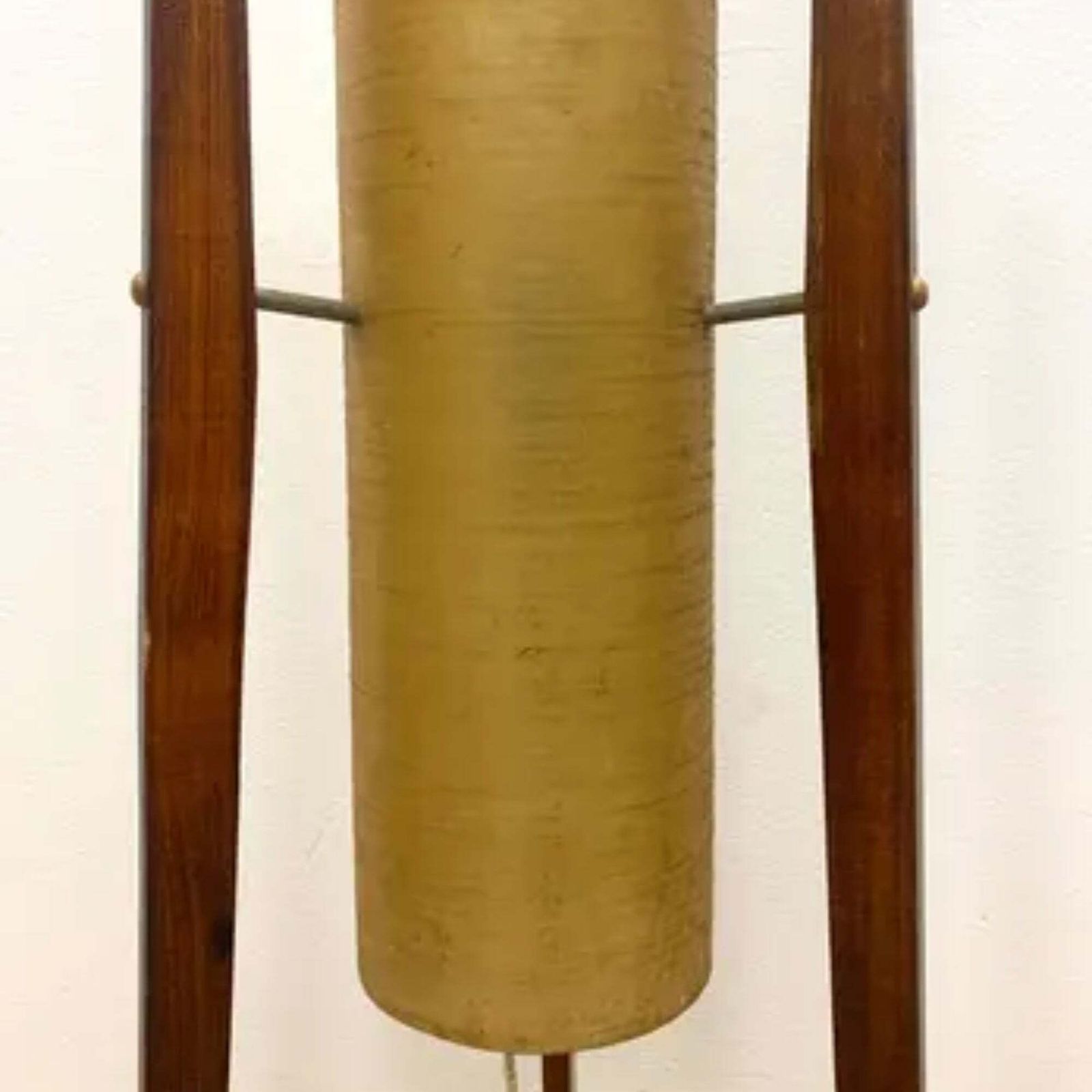 Retro Rocket Floor Lamp, Fibreglass Shade & Wooden Legs, 1960s photo furniture