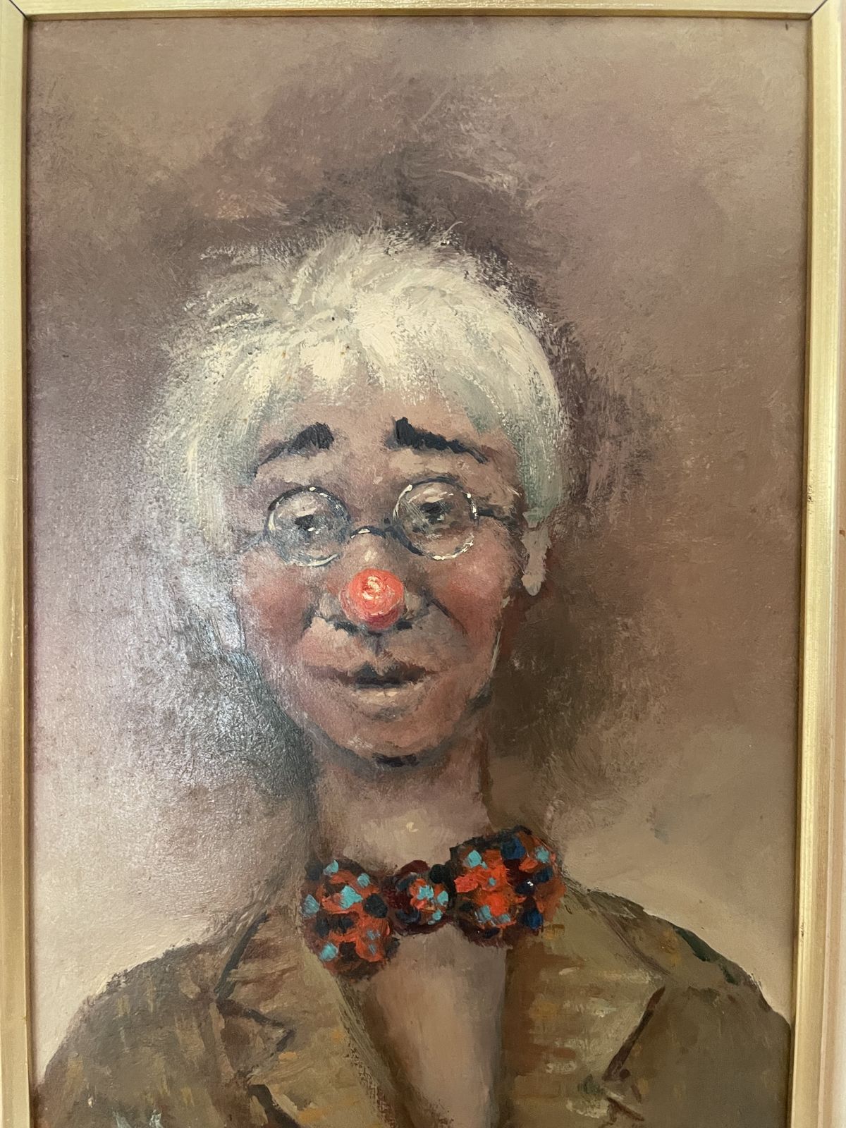 Vintage Oil Painting Of A Clown photo for sale