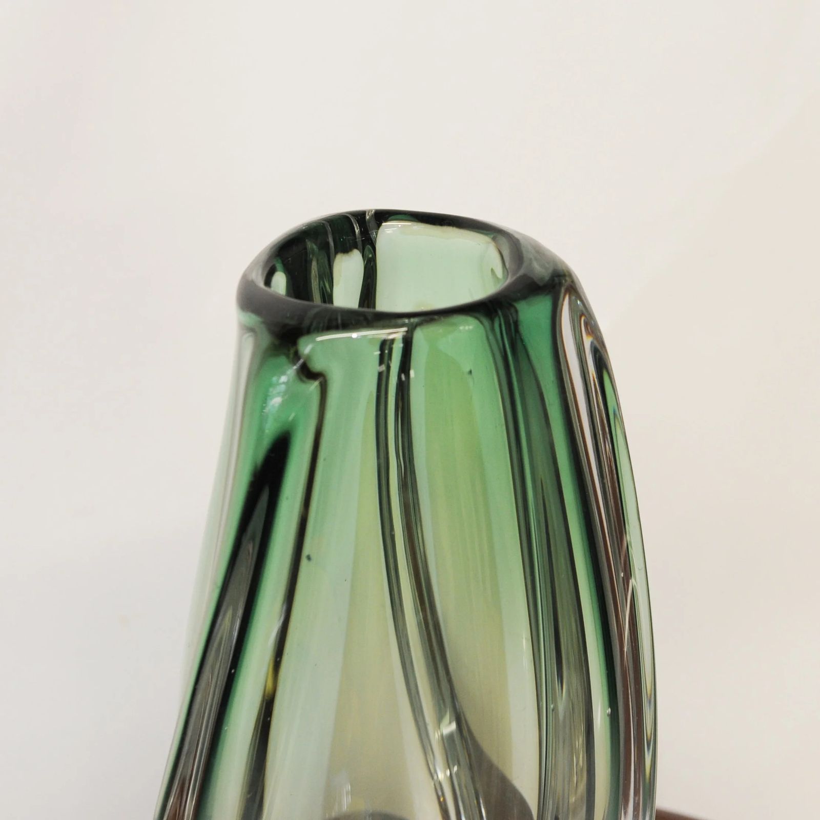 Green Lead Crystal Vase By Val Saint Lambert Of Belgium, 1950s photo Home Decor
