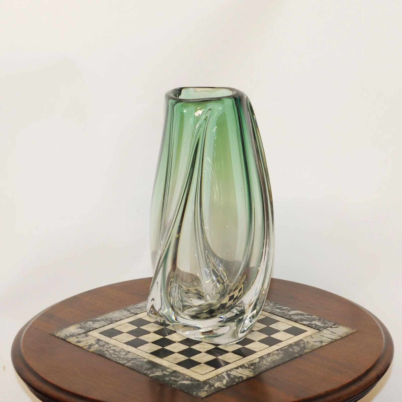 Green Lead Crystal Vase By Val Saint Lambert Of Belgium, 1950s photo 225.0