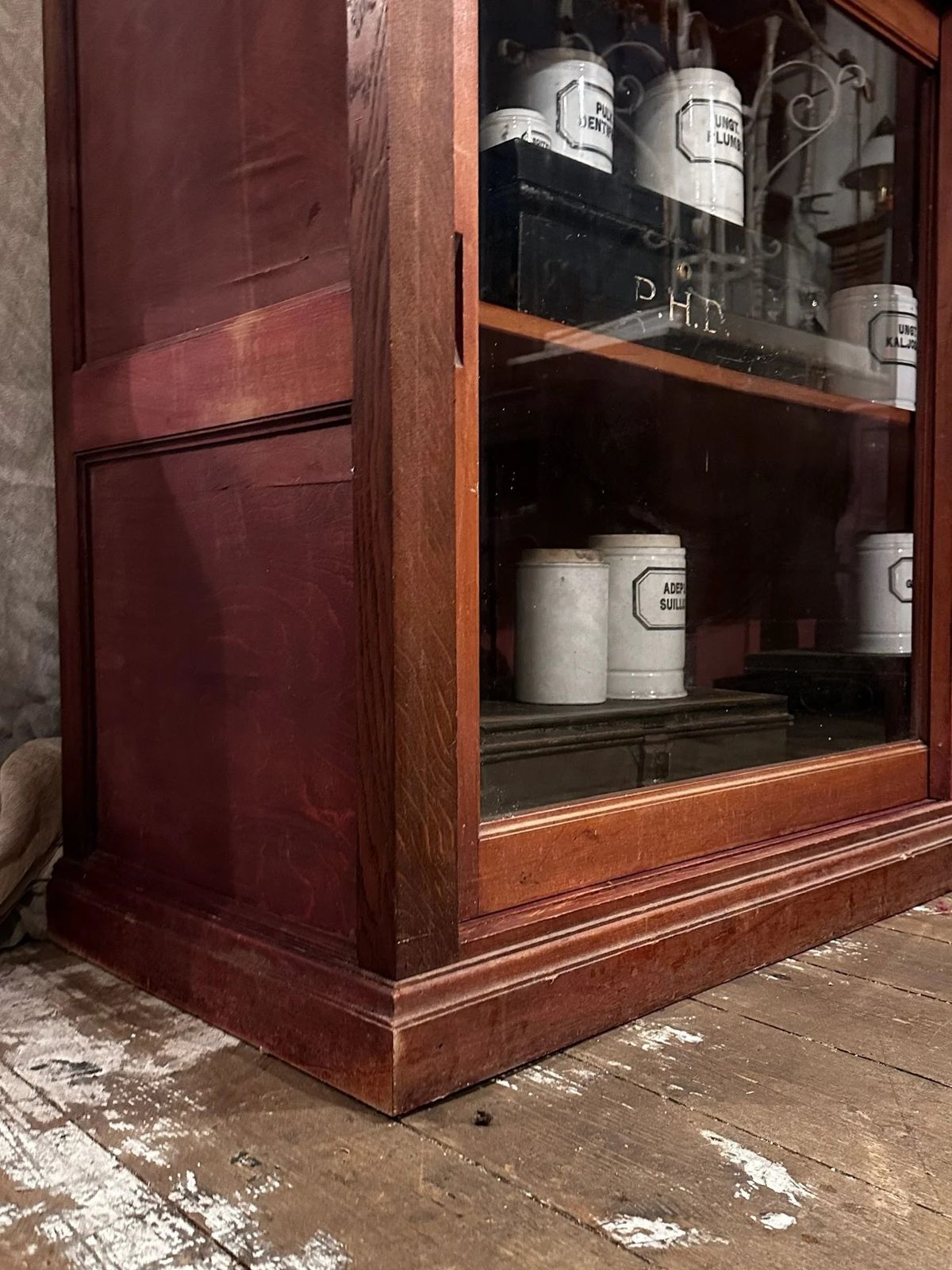 English Glazed Mahogany Sliding Door Library Cabinet C1910 photo buy
