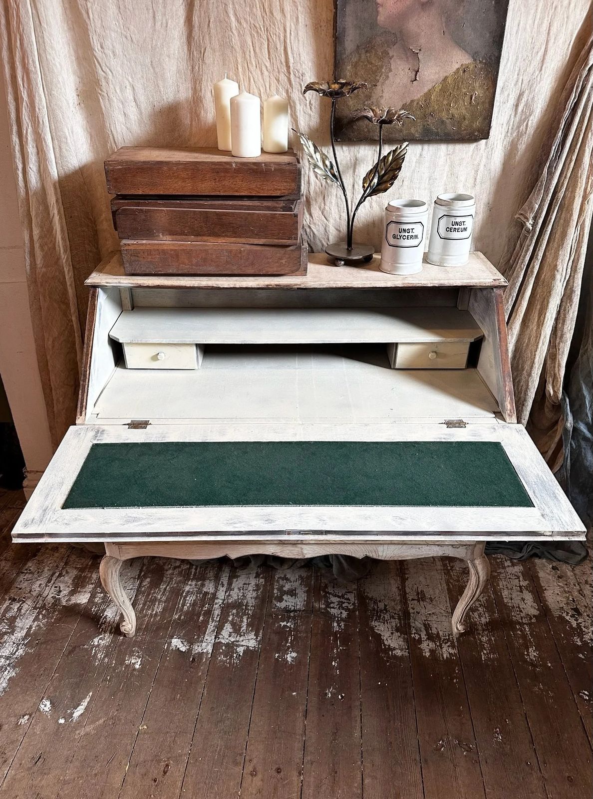 photo furniture French Bleached Oak Louis XV Secretaire, C1950
