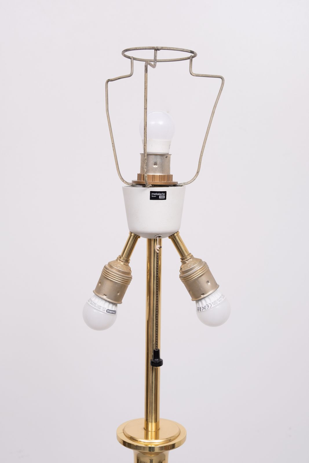 Metalarte Stunning Floor Lamp Brass And Mahogany 1960s Spain photo for sale