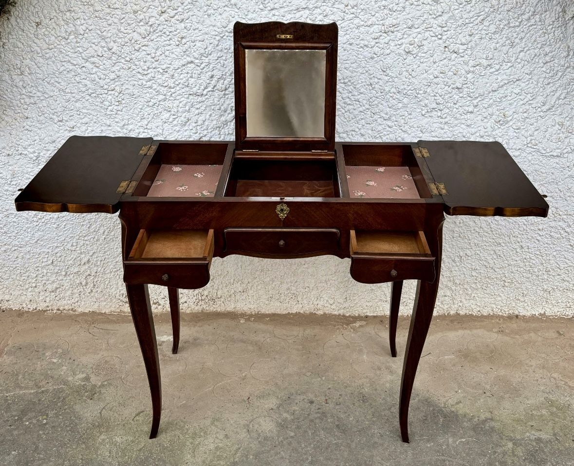 Elegant Early 20th Century French Vanity Table With Folding Compartments And Mirror photo buy