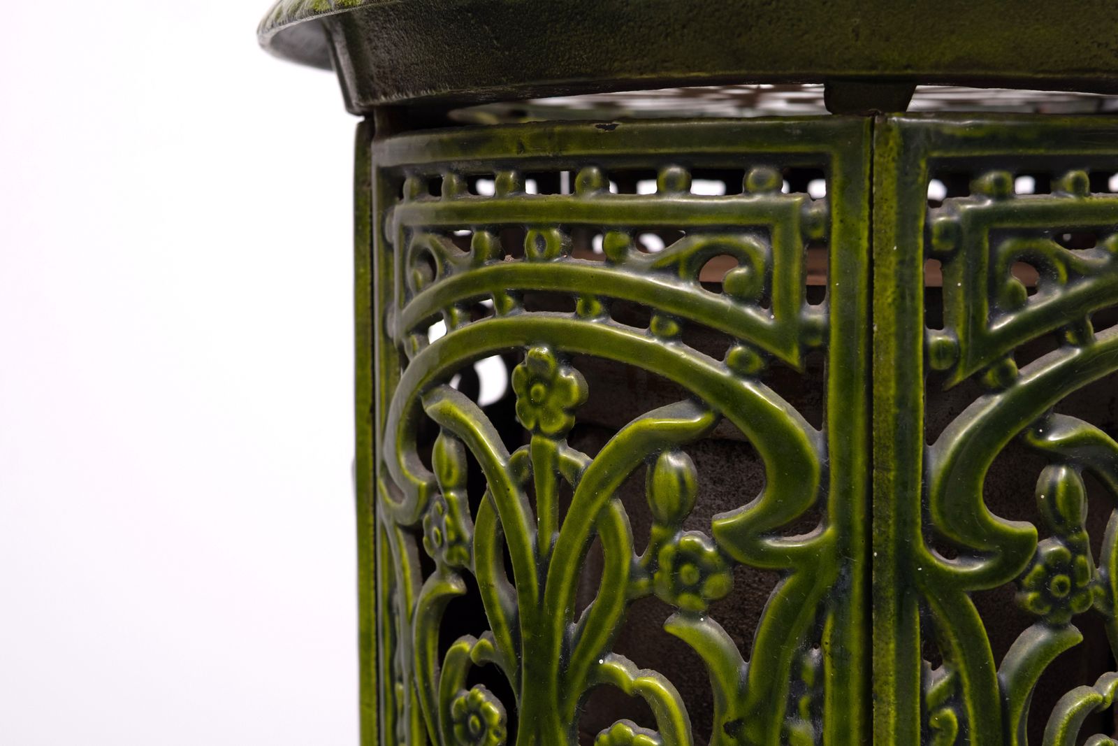 19th Century French Green Enameled Cast Iron Heater Stove photo 1277.0