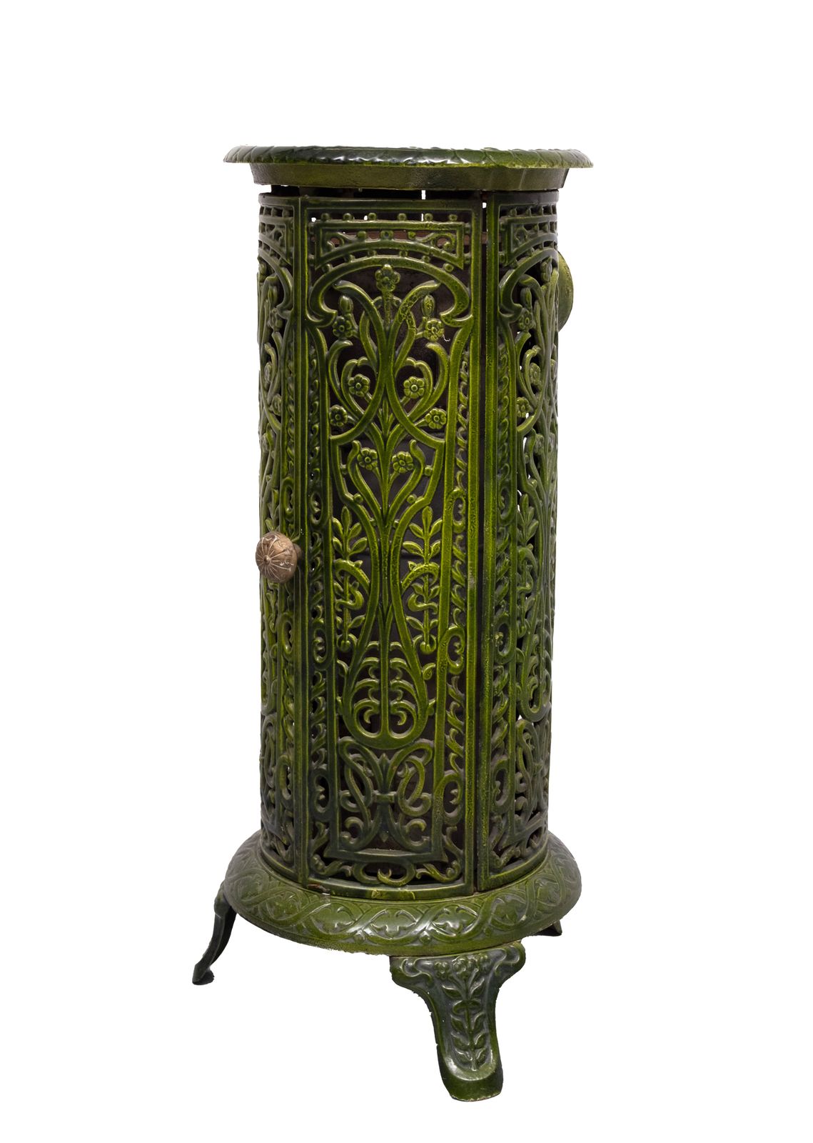 photo vinterior 19th Century French Green Enameled Cast Iron Heater Stove