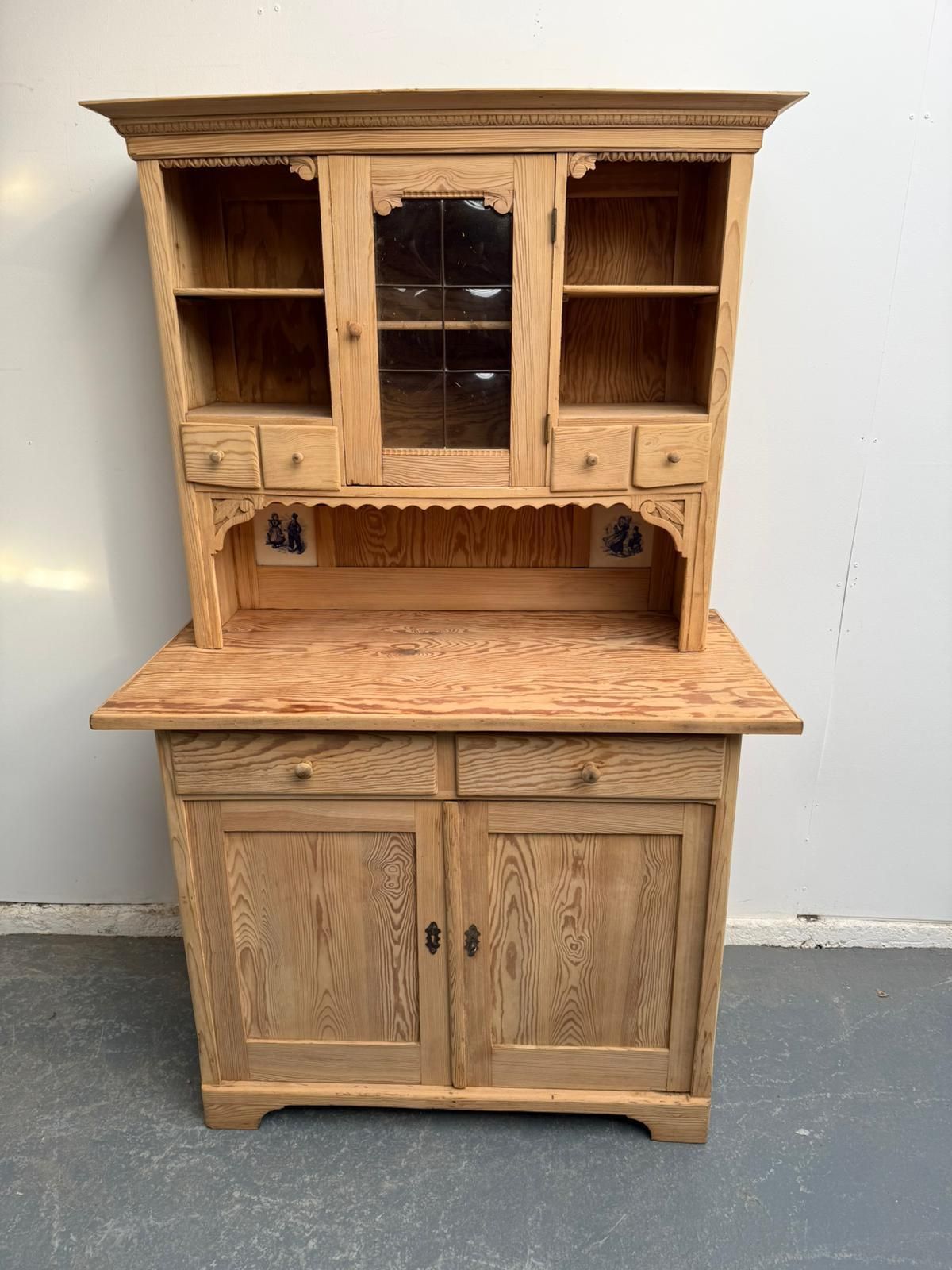An Arts & Crafts Pine Tiled Kitchen Dresser To Wax / Paint photo furniture