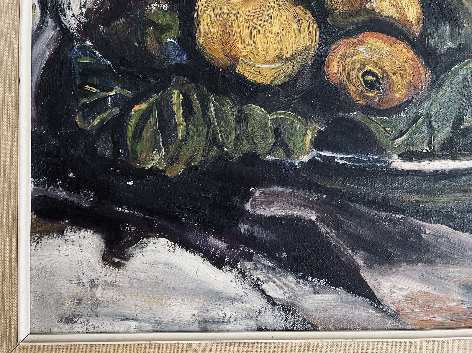 Vintage Fifties French Expressionist Still Life Framed Original Painting photo for sale