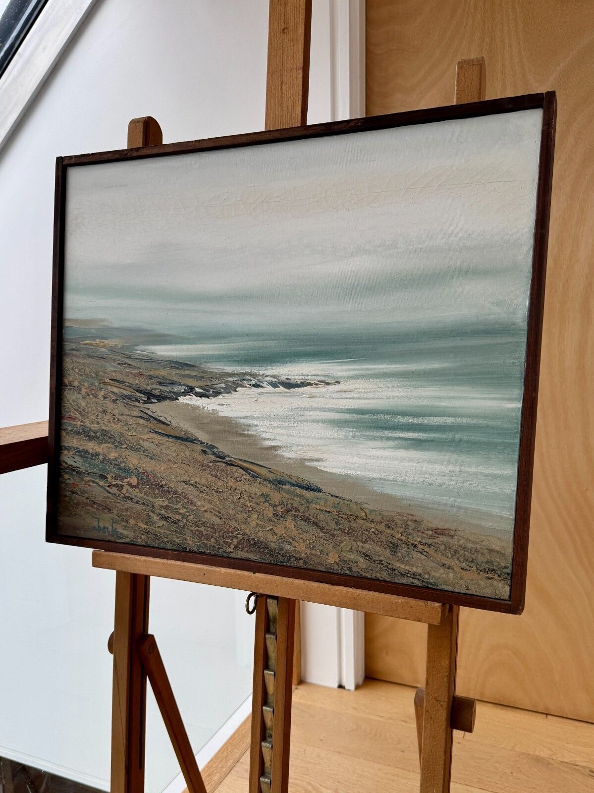 photo for sale Edward Bock "Daggett Point" Original Oil Painting, Framed 1970's
