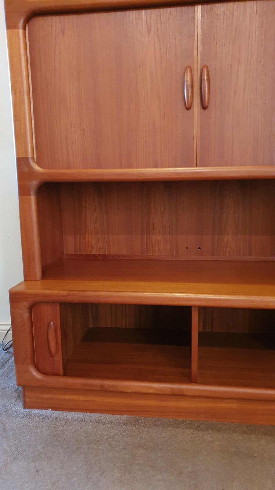 photo vinterior Pair Of Beautiful Large Vintage Dyrlund Regal Danish Drinks/Display Cabinets With Storage