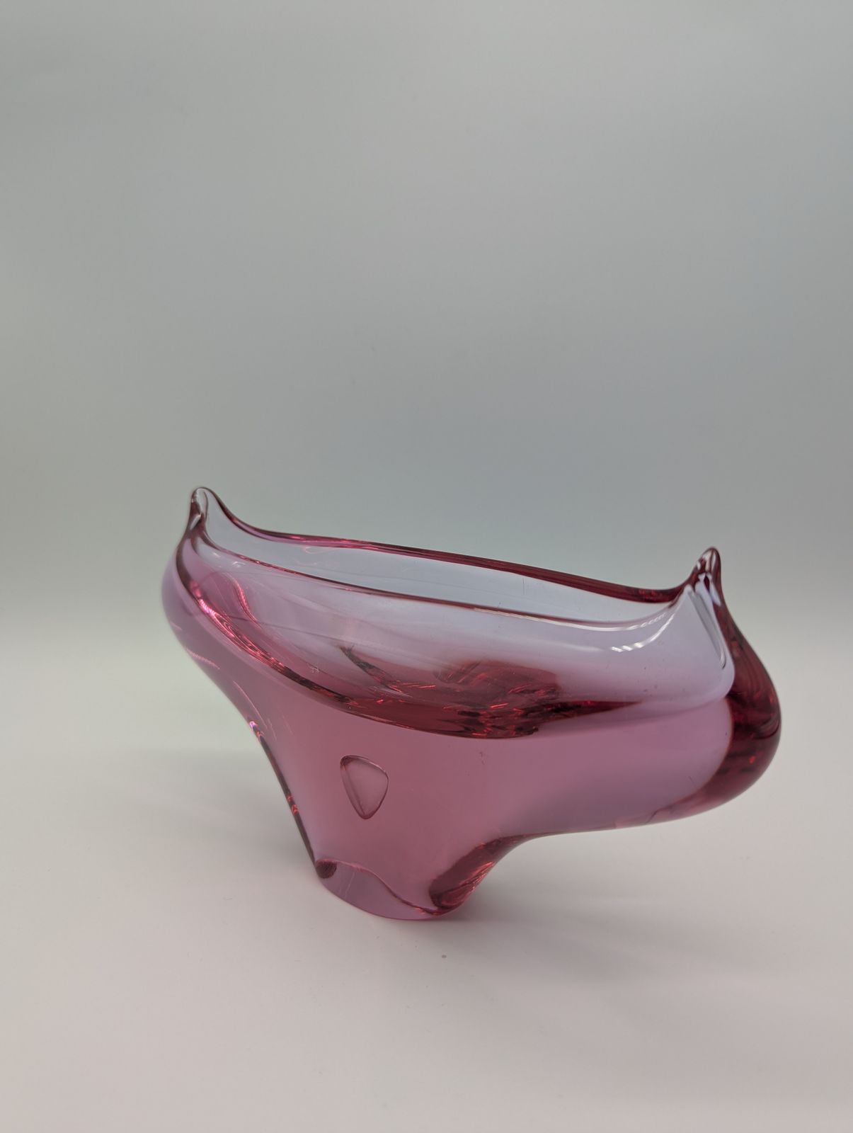 Czech Art Glass Bowl By Miloslav Klinger For železný Brod Sklo, Pink Sculptural Centrepiece, 1960s photo buy