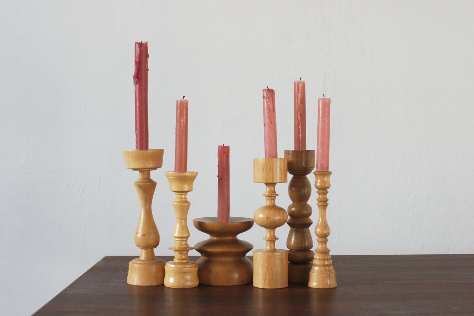 Scandinavian Wooden Candleholders, Set Of 6 photo furniture