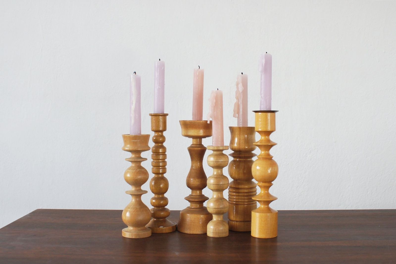 Scandinavian Wooden Candleholders, Set Of 6 photo furniture