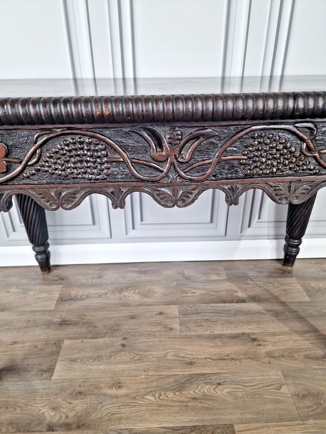 680.0 Antique Victorian Table Desk Hand Carved Hall Entry Console Writing Solid Wood photo
