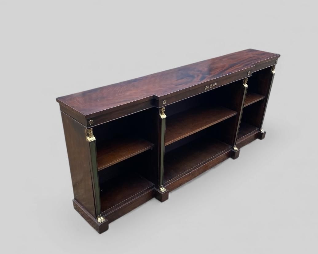 Mahogany Bookcase Neo Classical Egyptian Revival Style photo for sale