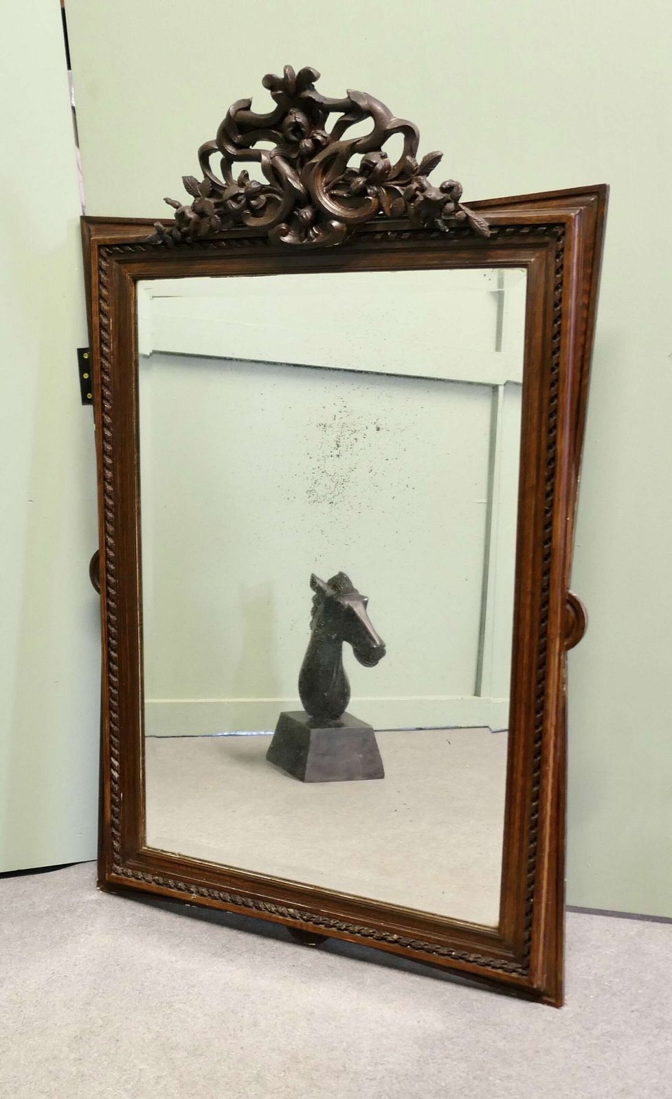 Large French Gothic Style Carved Oak Wall Mirror An Ideal Piece For The Hall photo for sale