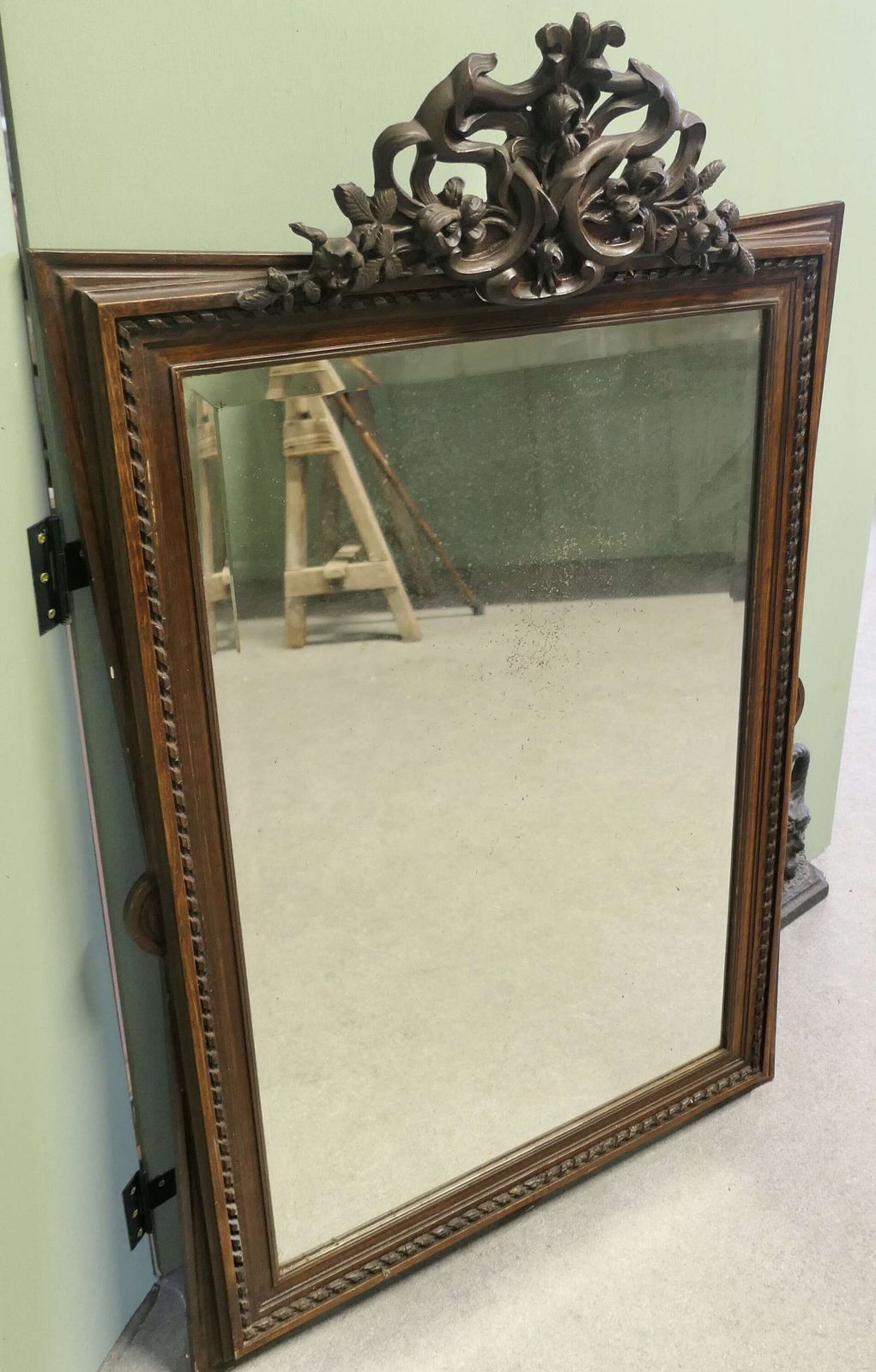 Large French Gothic Style Carved Oak Wall Mirror An Ideal Piece For The Hall photo vinterior