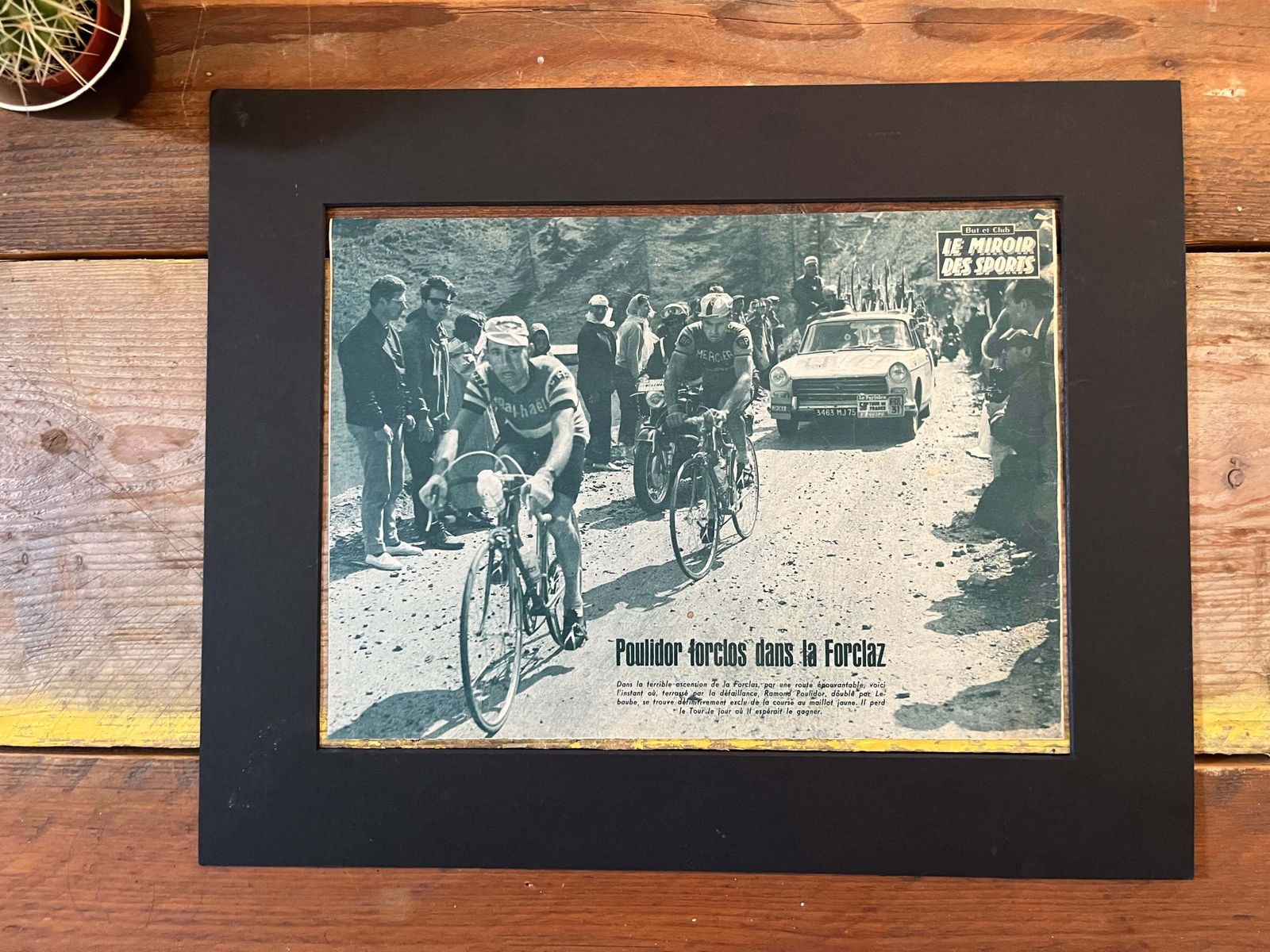 Vintage Cycling Print   Raymond Poulidor, Tour De France, Col De La Forclaz 1963 photo for sale