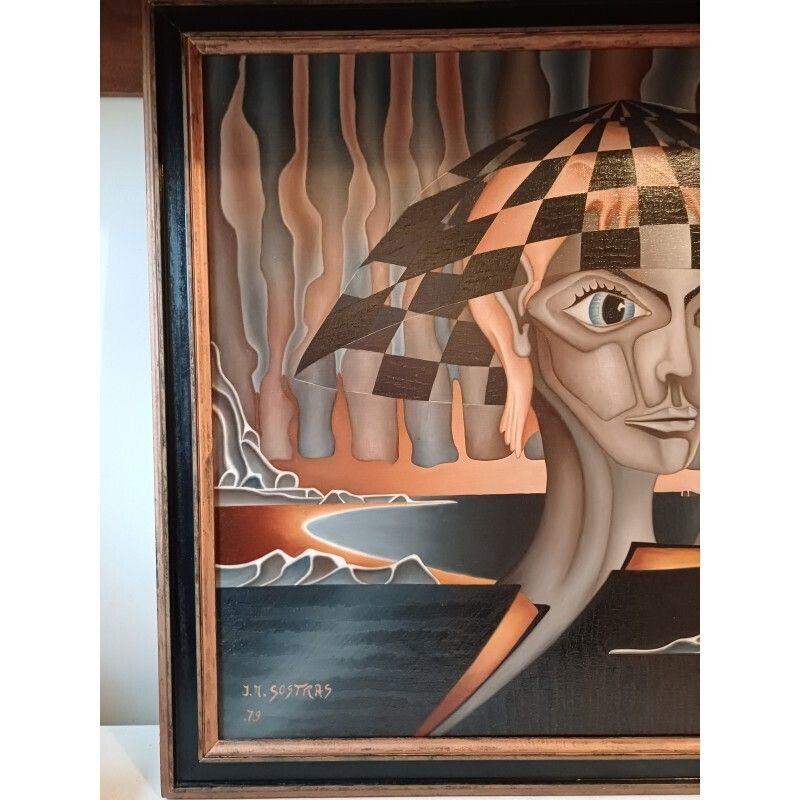 Oil On Canvas Jm Sostras 1979, 1970s photo furniture