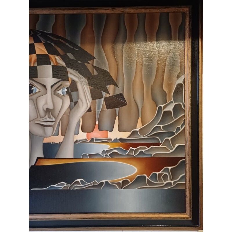 Oil On Canvas Jm Sostras 1979, 1970s photo Art