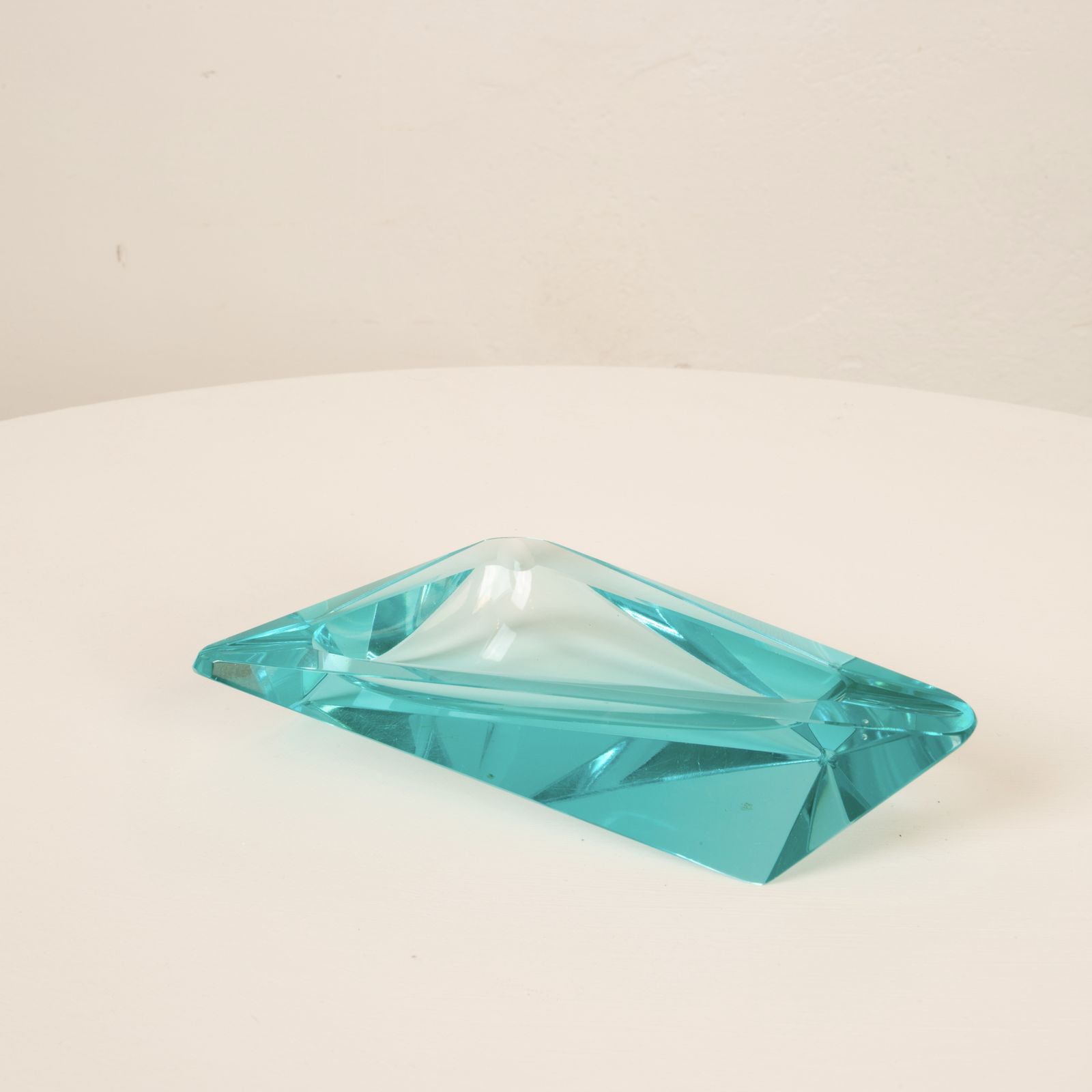 Fontana Arte Italia Style Blue Crystal Ashtray From The 1970s. photo for sale