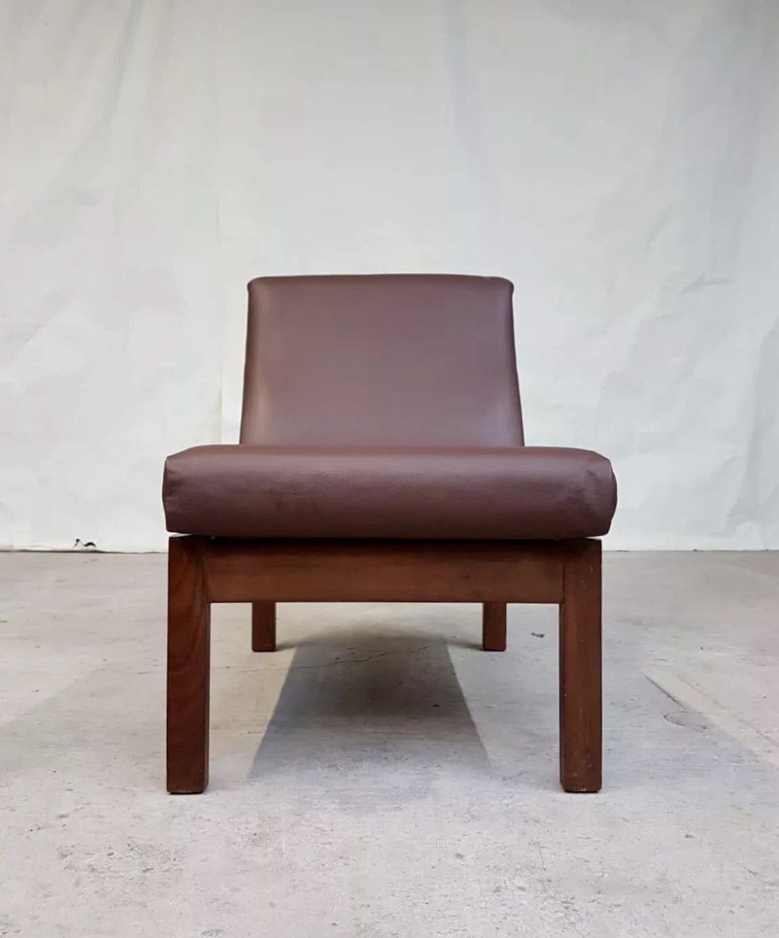 Vtg Mid Century 60s Teak Leather Restored Lounge Chair Danish *Delivery Avail photo 228.85