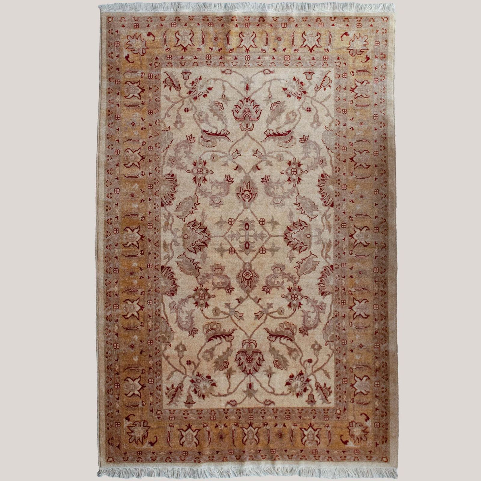 Vintage Afghaans Chobi Ziegler Handgeknoopt Vloerkleed – Botanisch Patroon