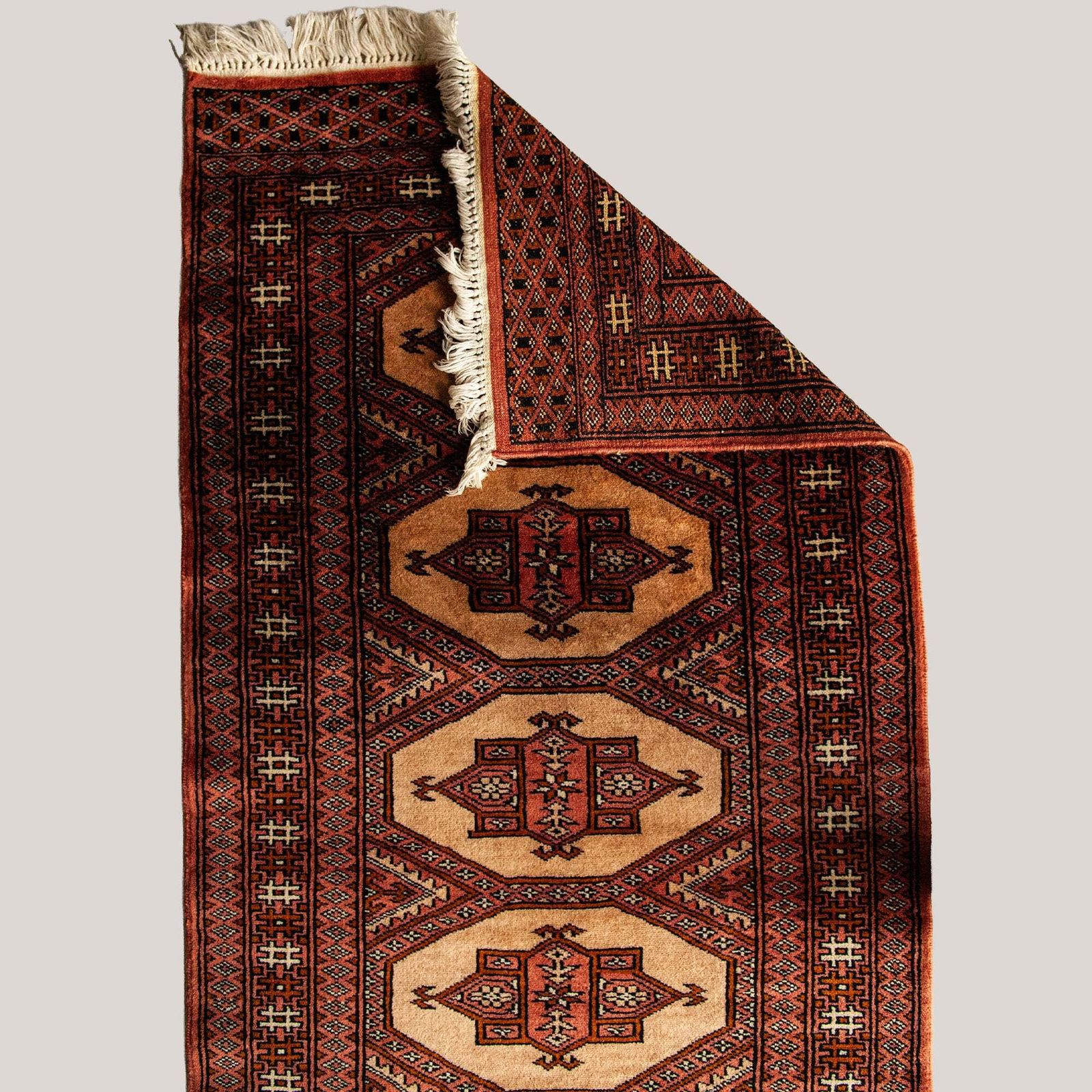 Turkmen Hand Knotted Wool Rug  Traditional Geometric Design Vintage photo 275.0