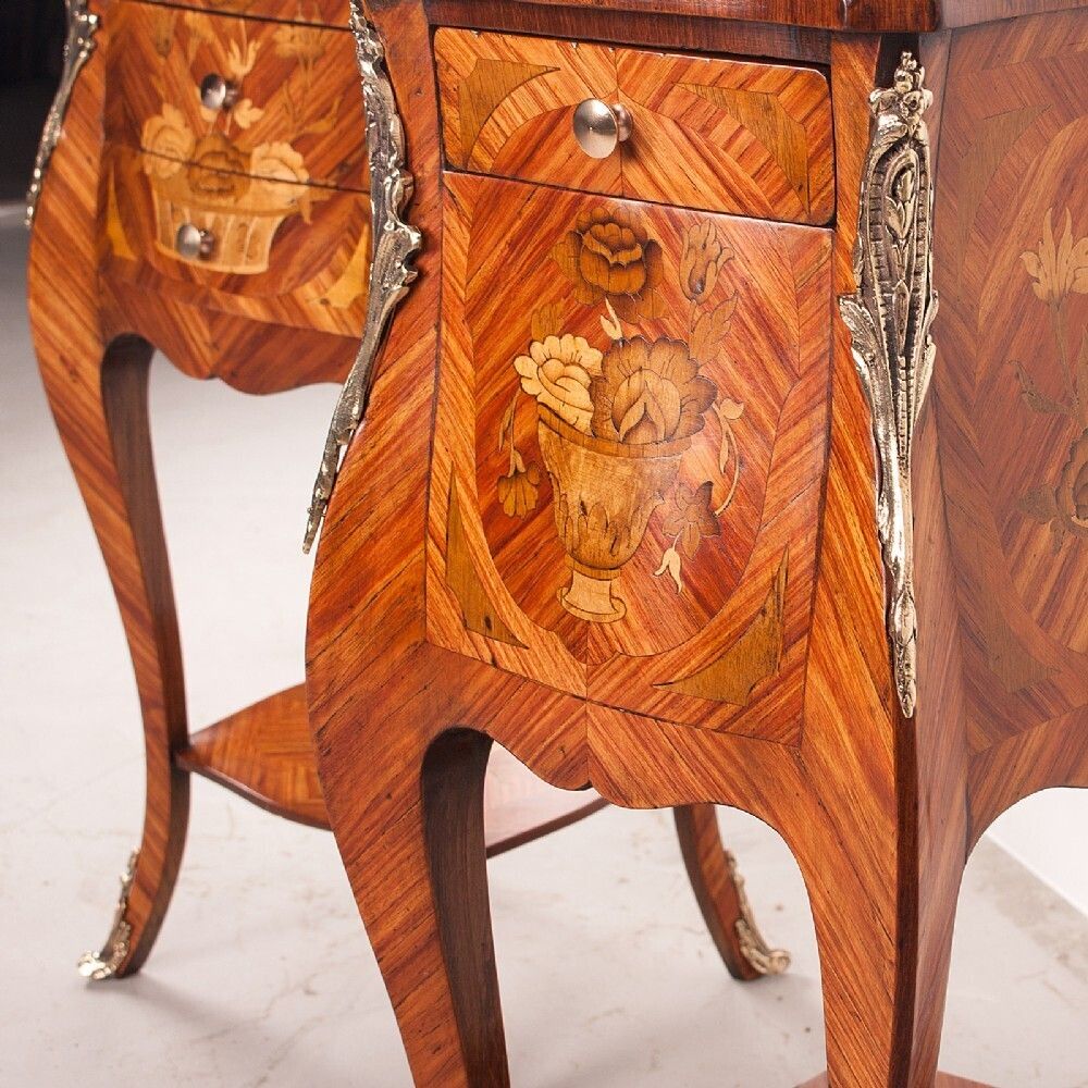 photo for sale Superb Quality Pair Of French Marquetry Bedside Tables
