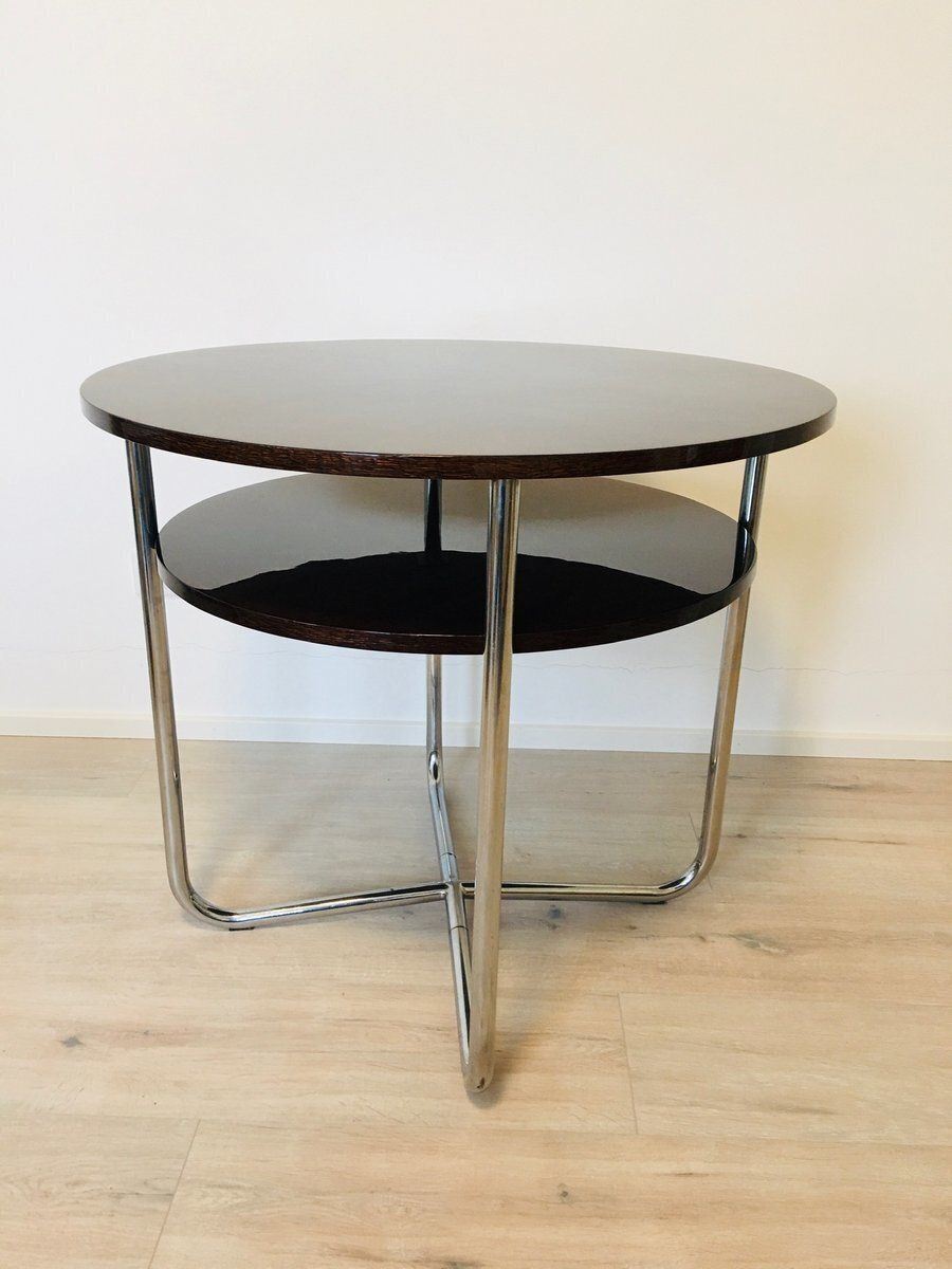 photo furniture Vintage Bauhaus Czech Chrome Coffee Table, 1930s