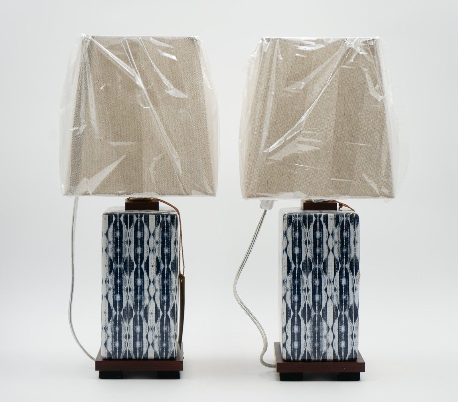 Pair Of Ralph Lauren Ex Display Ceramic Blue Table Lamps Including Shades (1/1) photo 1200.0