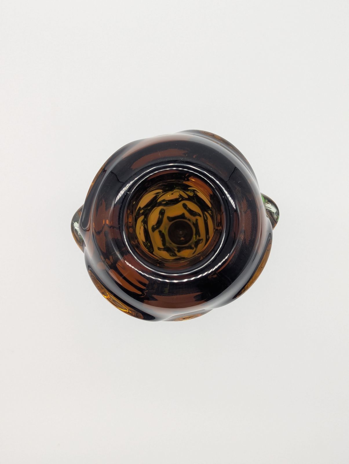 1960s Czech Amber & Green Sommerso “Brain” Vase, Attributed To Pavel Hlava For Borske Sklo (28 Cm) photo 485.0