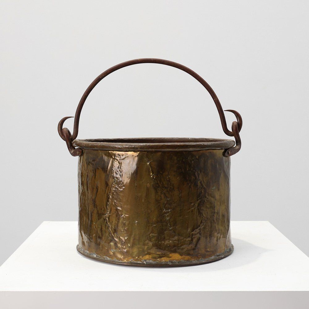 Large Antique 19th Century Hand Hammered Copper Kettle, France