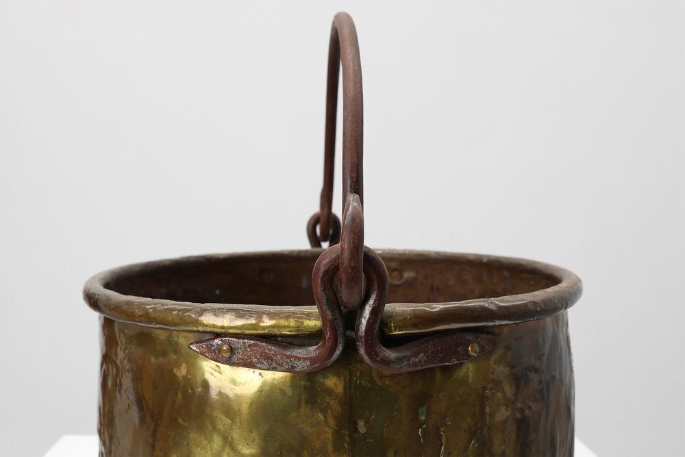 Large Antique 19th Century Hand Hammered Copper Kettle, France photo vinterior